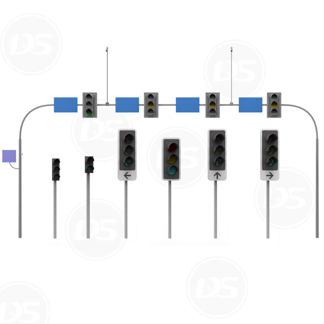 DS-TLP6 Sidewalk Traffic Lights Hot Dip Galvanized Steel Pole