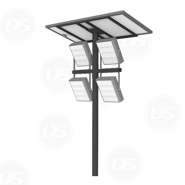 Solar Powered Street Light with 4 LED Floodlights
