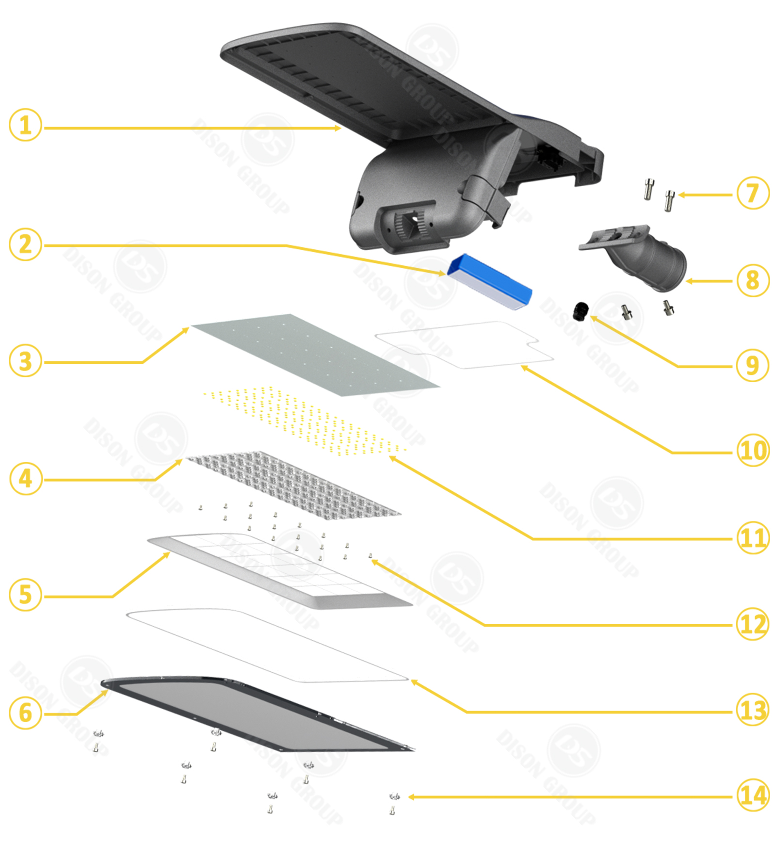 DS-VSSL4 Durable vertical solar LED street lights, easily cope with harsh environments, suitable for a variety of complex terrains (1)