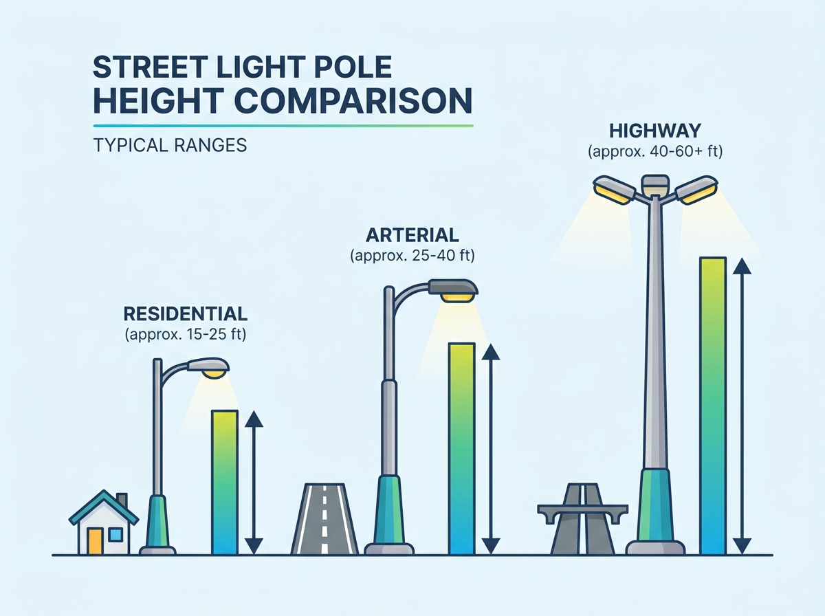 Street light pole installation and height evaluation